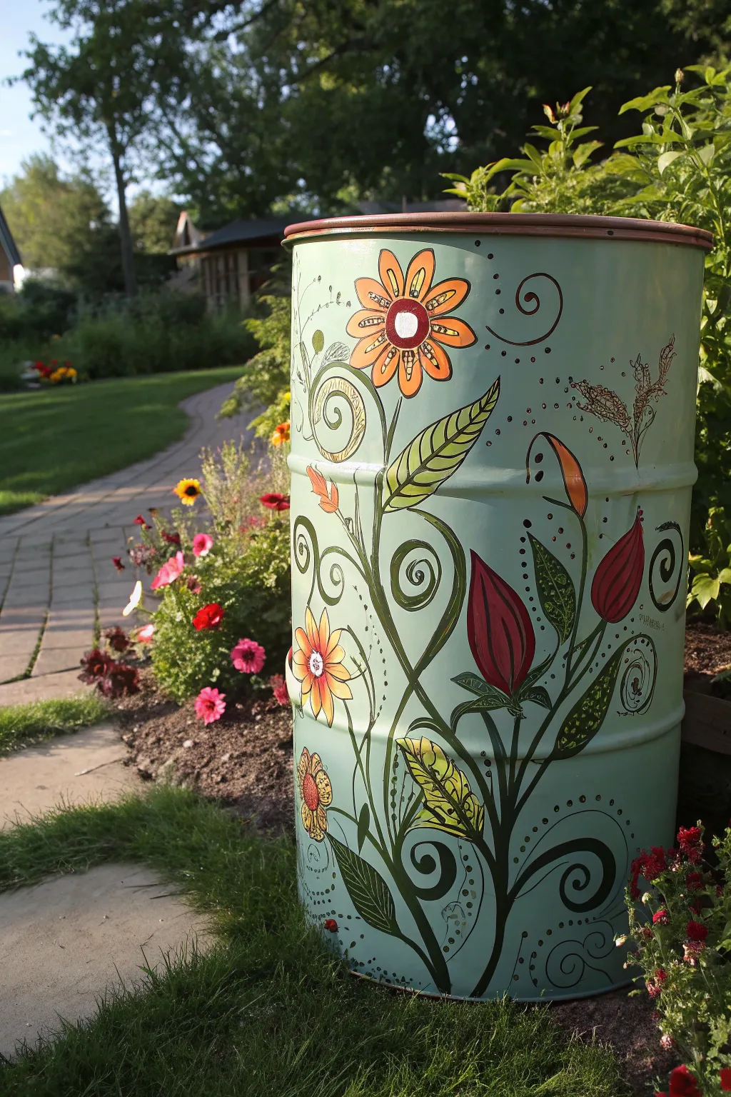 Transform your garden with this stunning floral drum sculpture—where imagination meets craftsmanship.