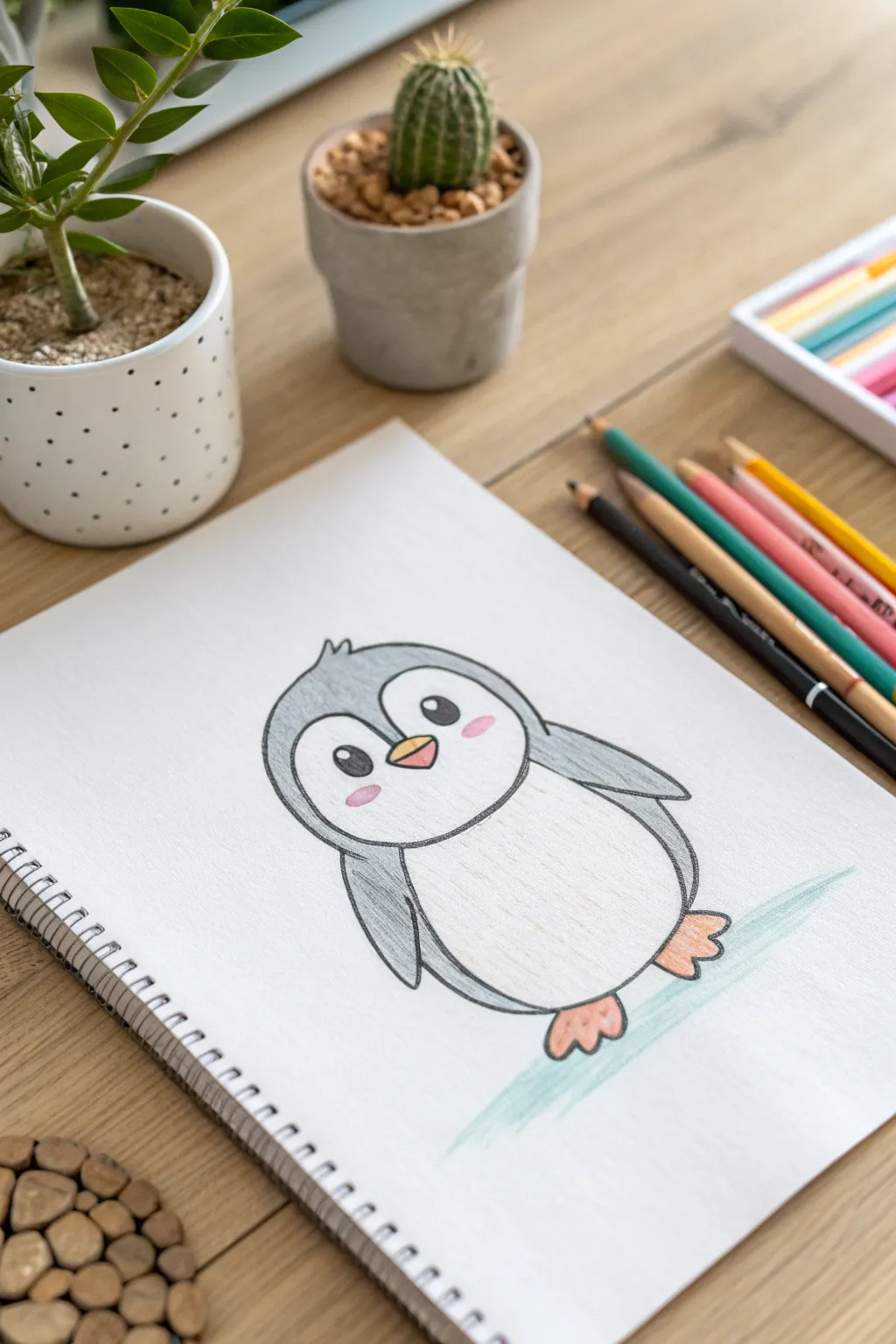Delight in the simple joys of creativity with this adorable penguin drawing, designed to inspire young imaginations. #AnimalFriends #CreativeKids