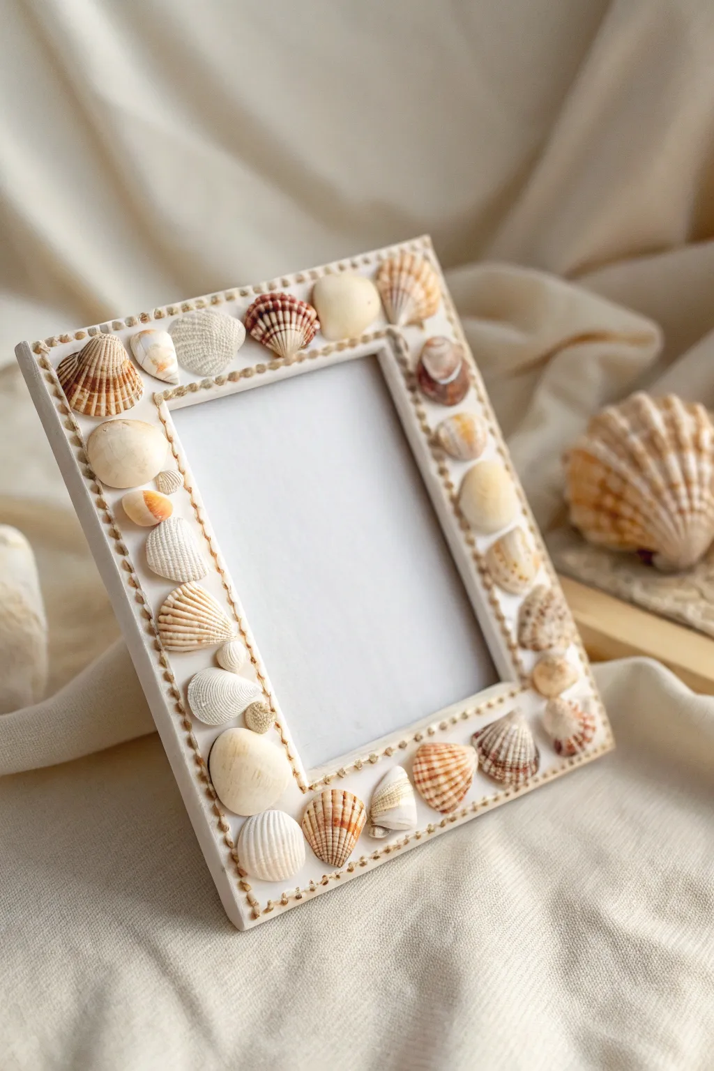 Capture coastal memories with a handcrafted seashell picture frame that brings the beach's natural beauty into your home.