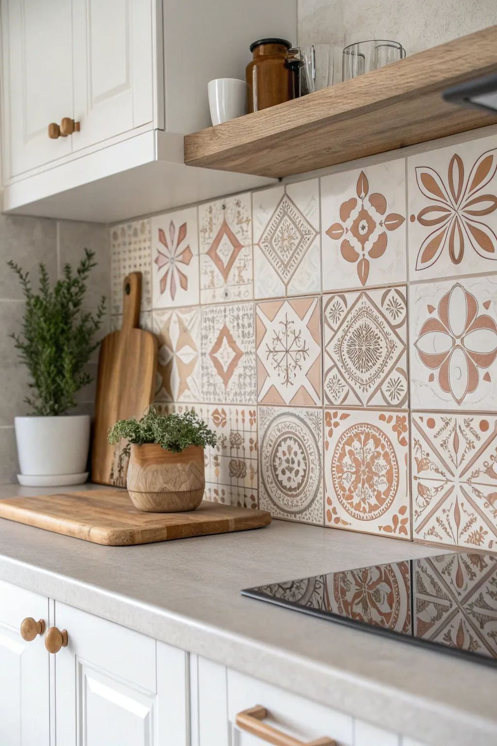 Transform your space effortlessly with chic peel-and-stick tiles, bringing Scandinavian elegance and Boho charm to your home.