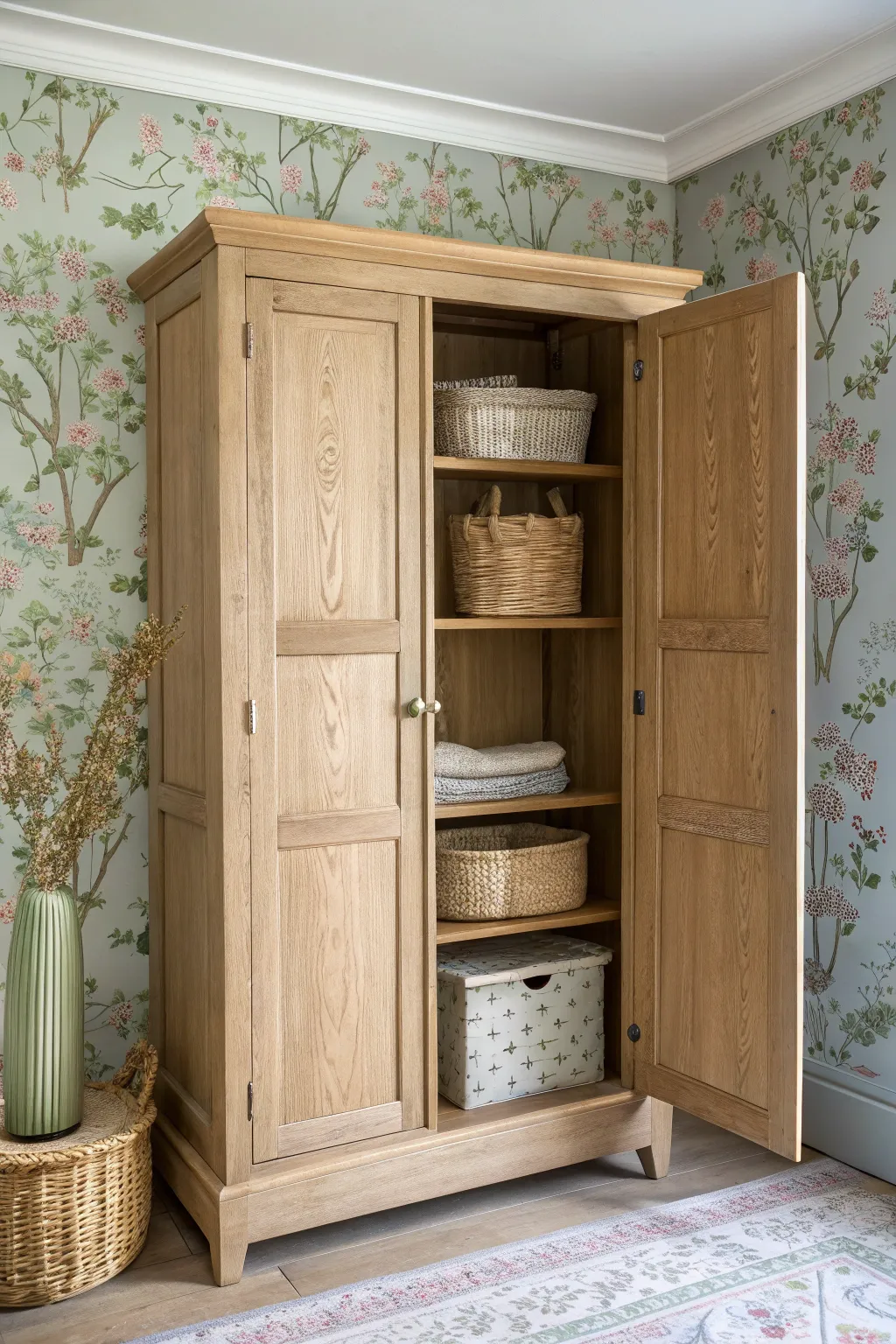 Discover the hidden beauty within: Transform your armoire into a sanctuary of style with a touch of wallpaper wonder.