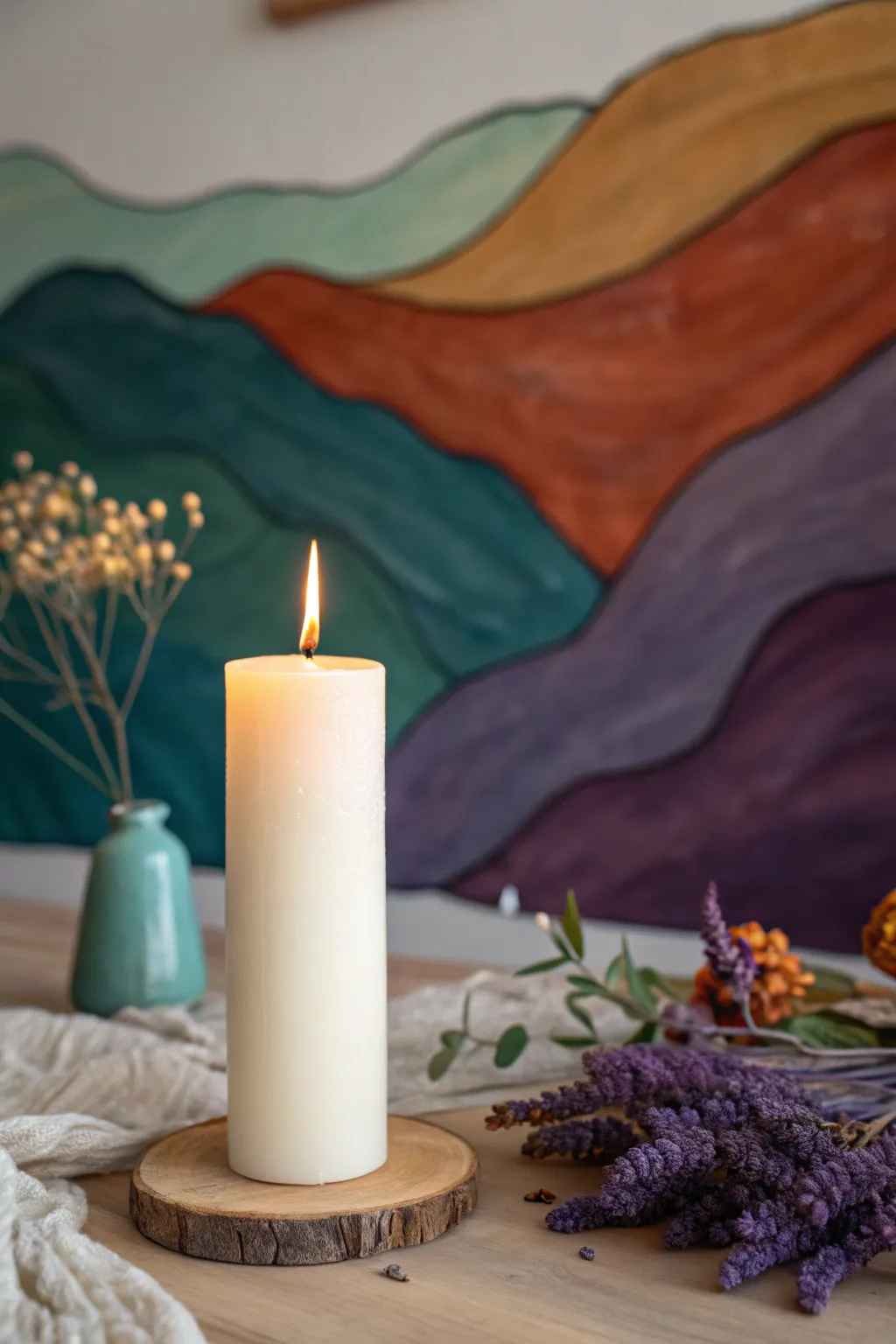 Embrace the cozy charm of candlelight with a colorful twist. 🎨🕯️ #MinimalistBoho #ScandiStyle