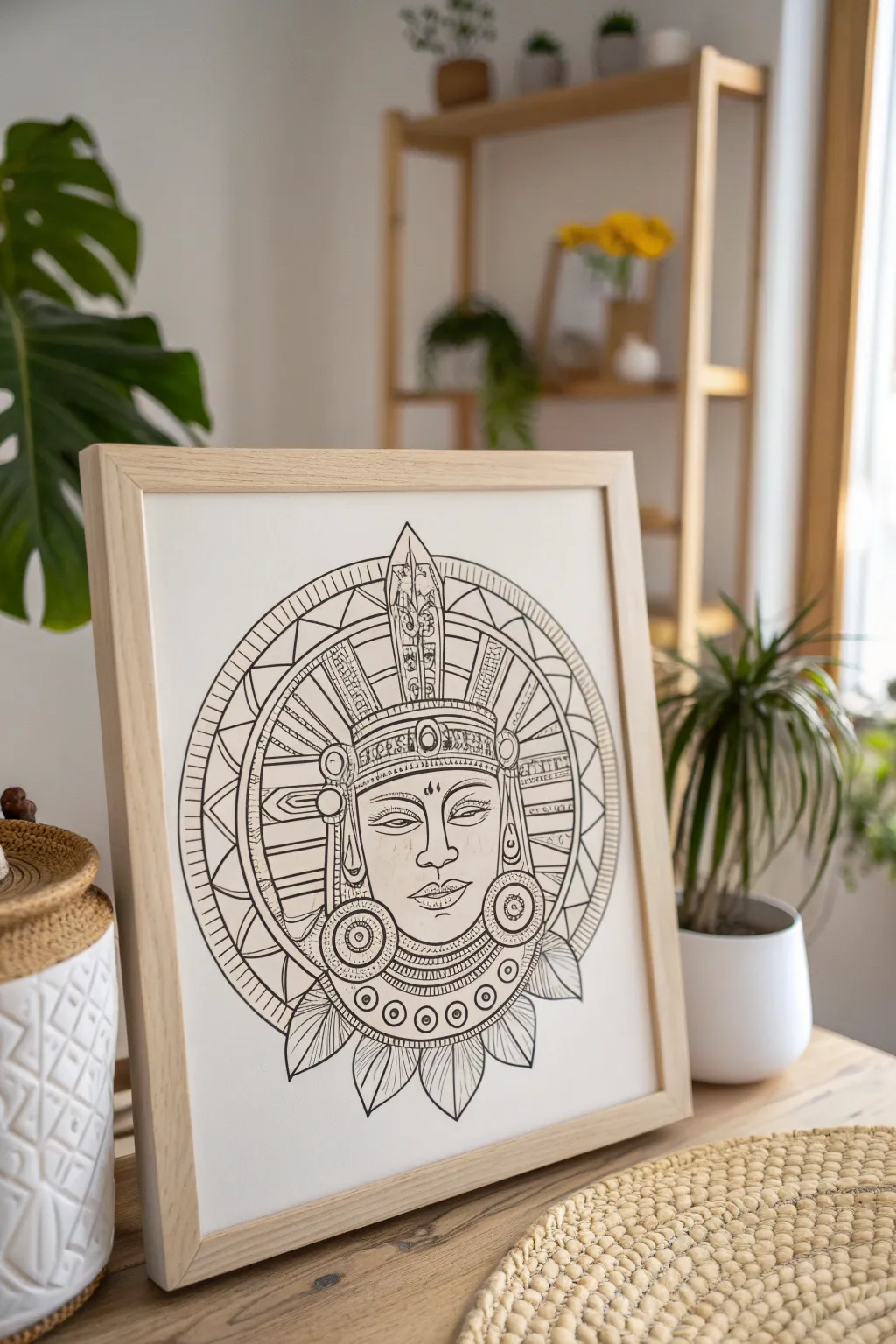 Embrace the mystical allure of Aztec deities with minimalist illustrations that transform your space into a gallery of ancient artistry.
