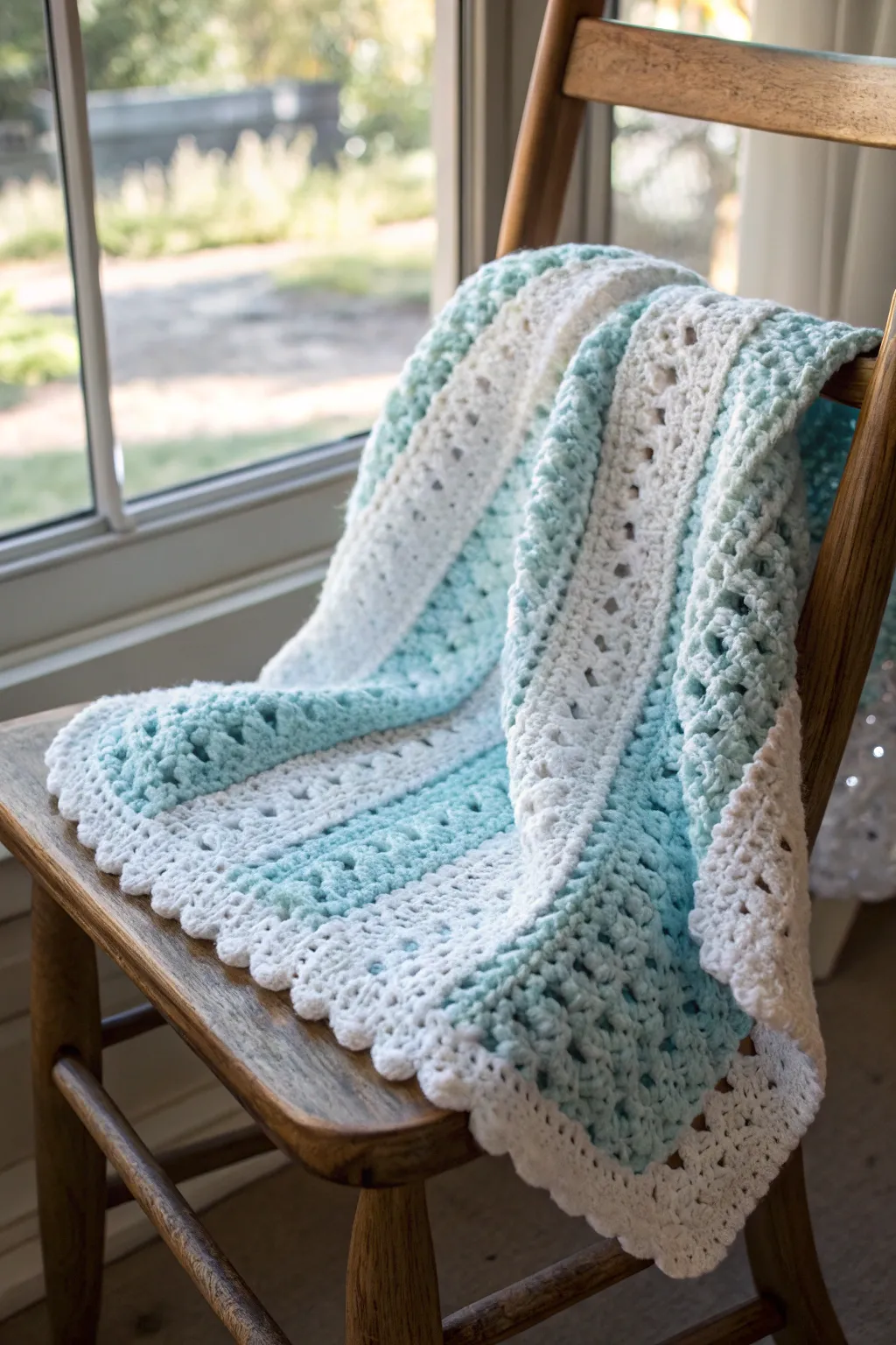 Experience the luxurious softness of a handcrafted crochet blanket, perfect for your little one's comfort.