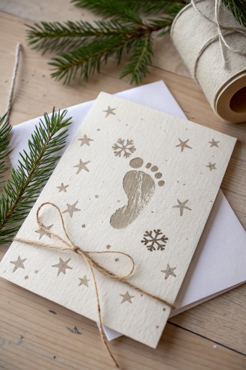 Capture the magic of the season with a personalized footprint holiday card, crafted with love and simplicity.