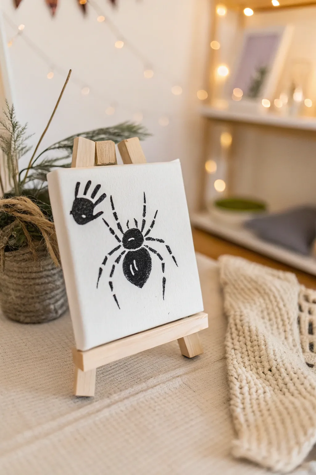 Craft a playful Halloween memory with your little one's handprint spider art!