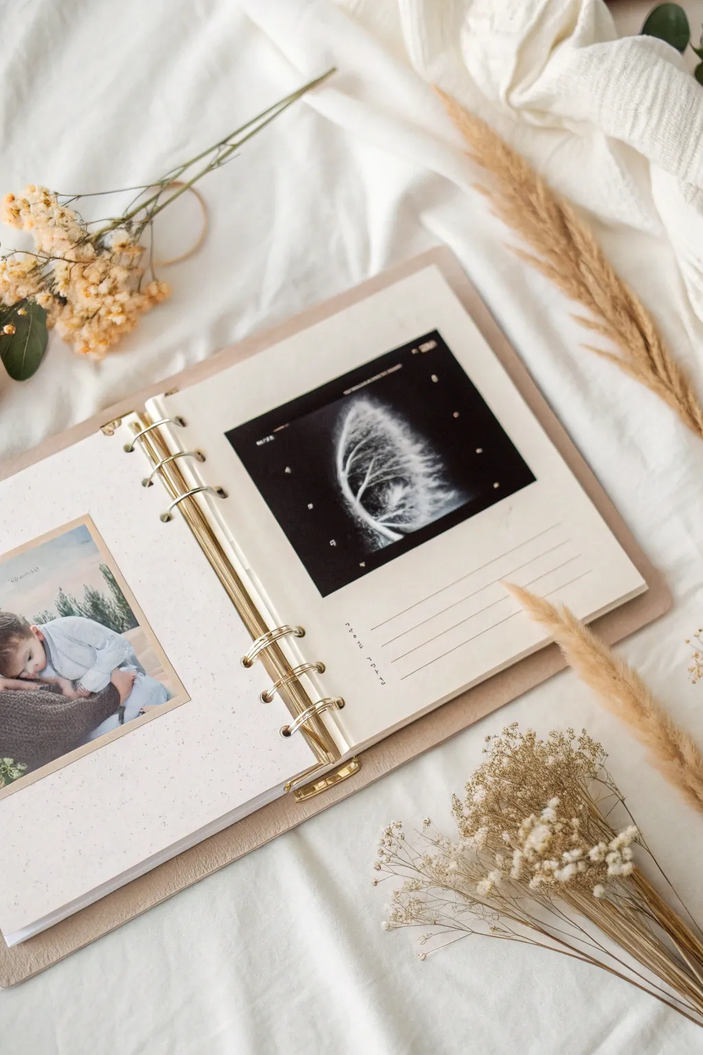Capturing the First Portrait: A Minimalist Scrapbook Masterpiece.