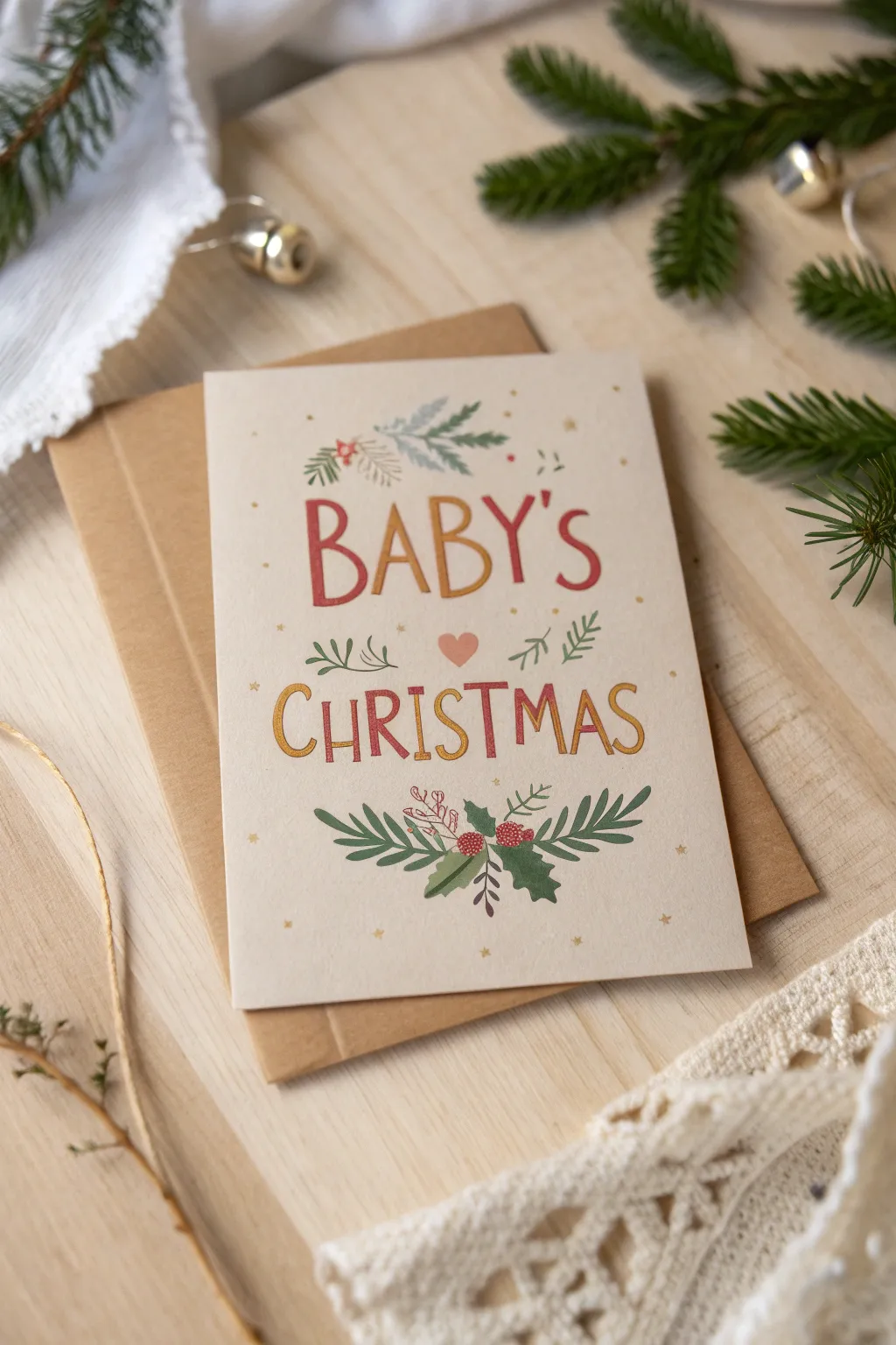 Celebrate with style: Crafting memories with baby's first Christmas card.