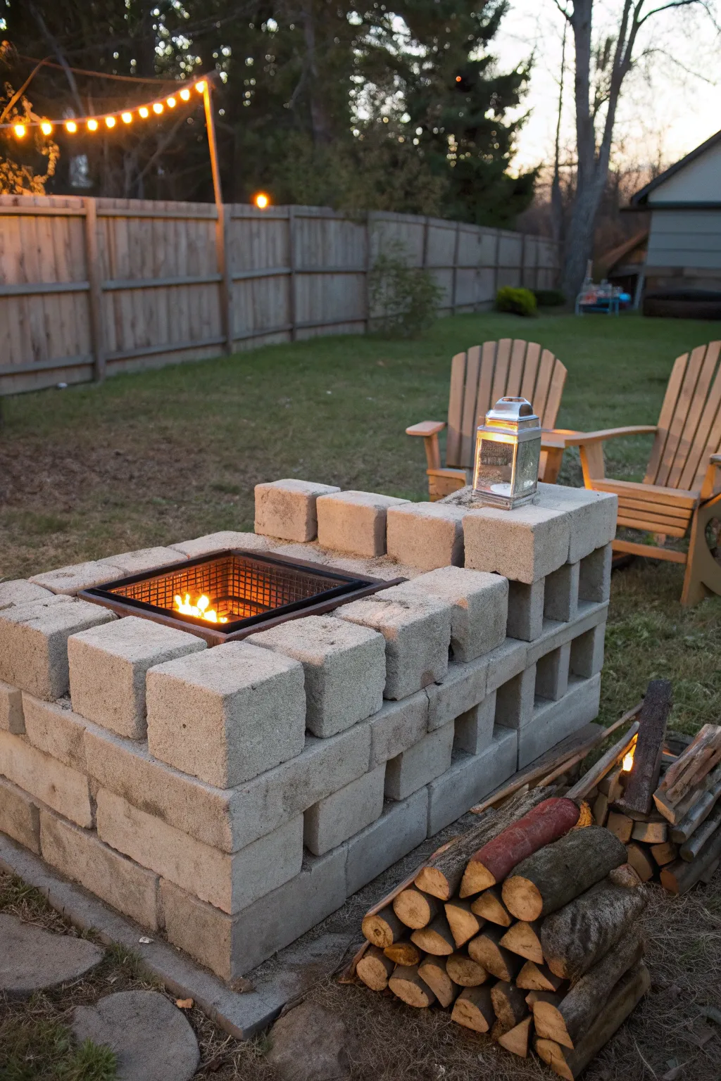 Crafted for Comfort: A Rustic Cinder Block Fire Pit & Grill