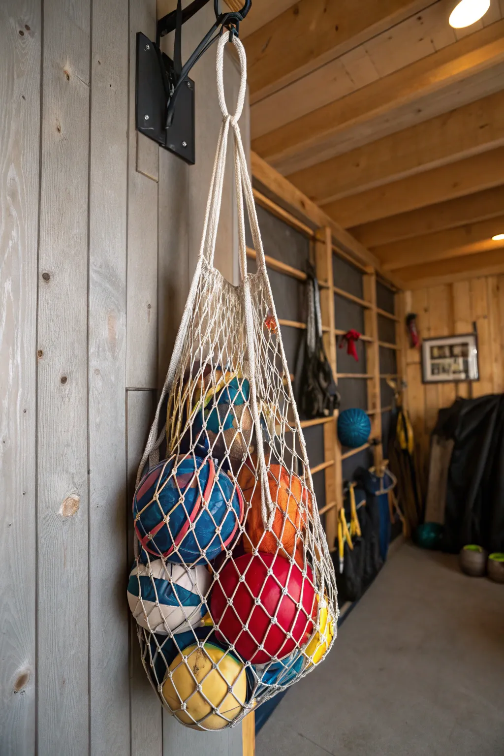 Elevate your garage organization with stylish mesh bags for easy visibility and access.