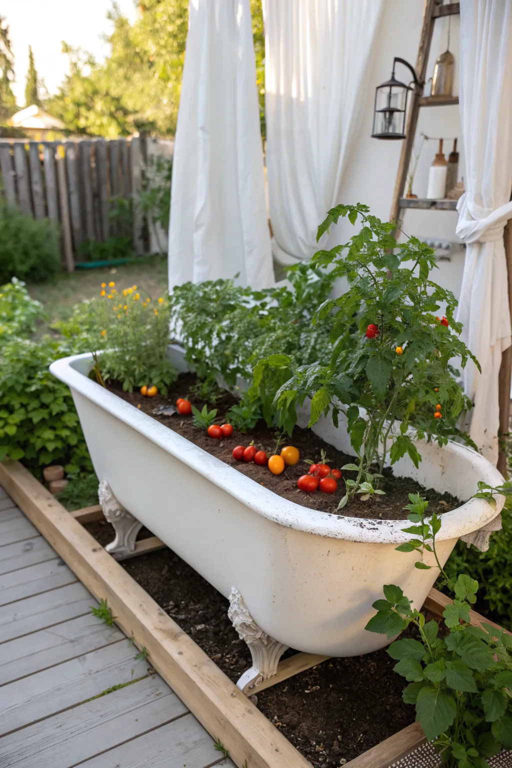 Embrace simplicity and charm with a vintage bathtub vegetable patch – a blend of aesthetics and practicality.