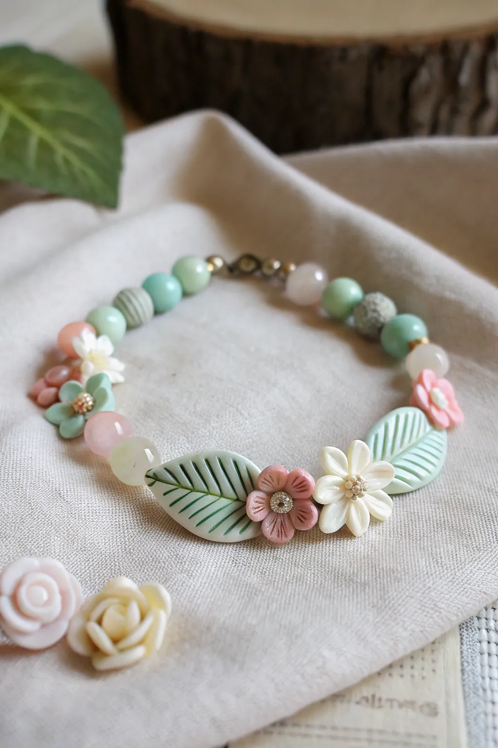 Embrace nature's elegance with this charming floral bead bracelet, perfect for adding a touch of spring to any look.