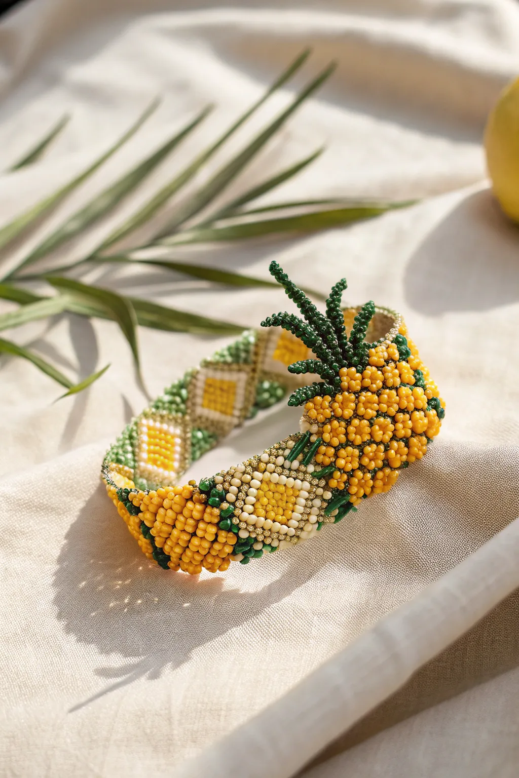 Add a splash of summer to your decor with this vibrant pineapple bead pattern!