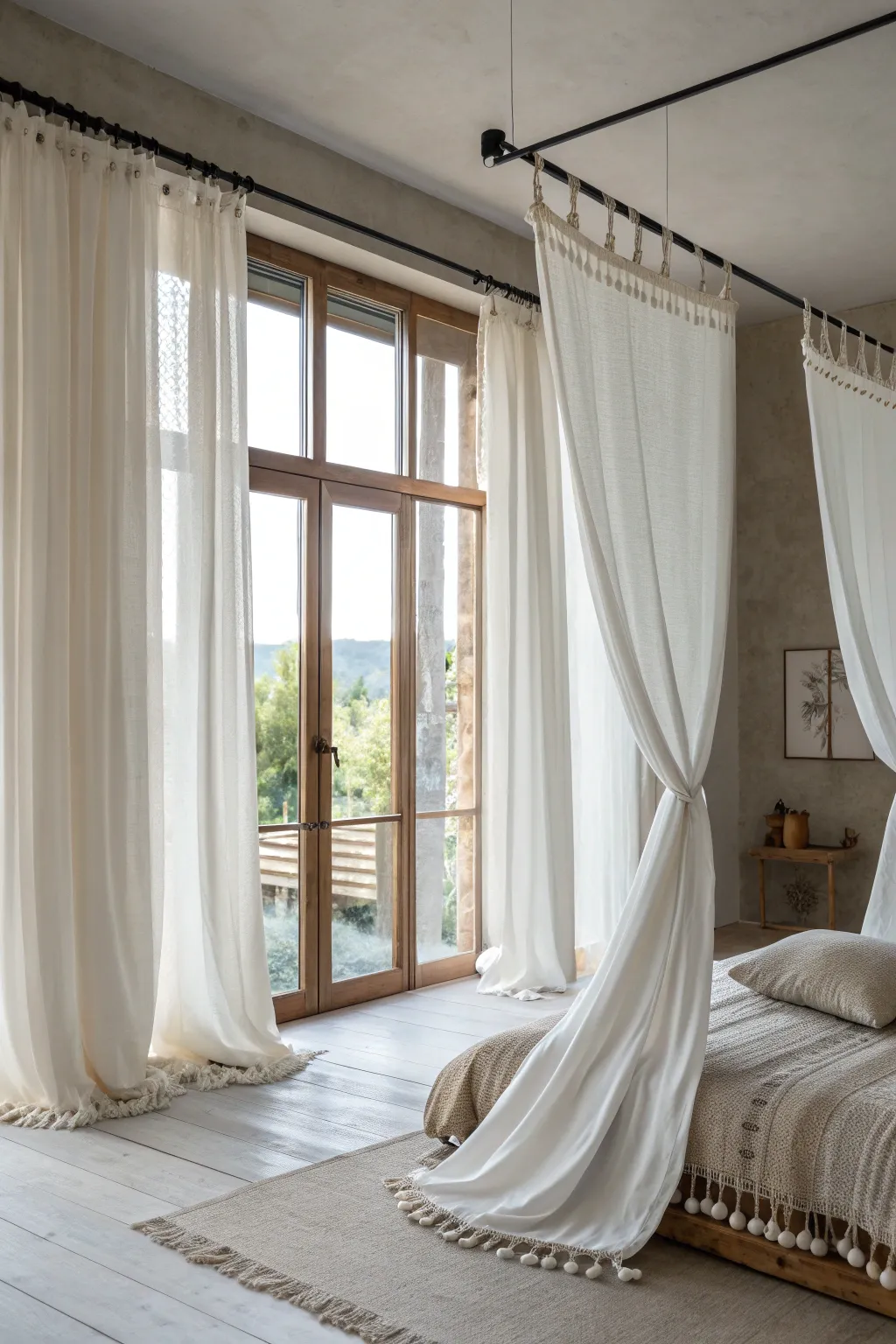 Transform your space with boho chic fringe curtains for a cozy and playful vibe.
