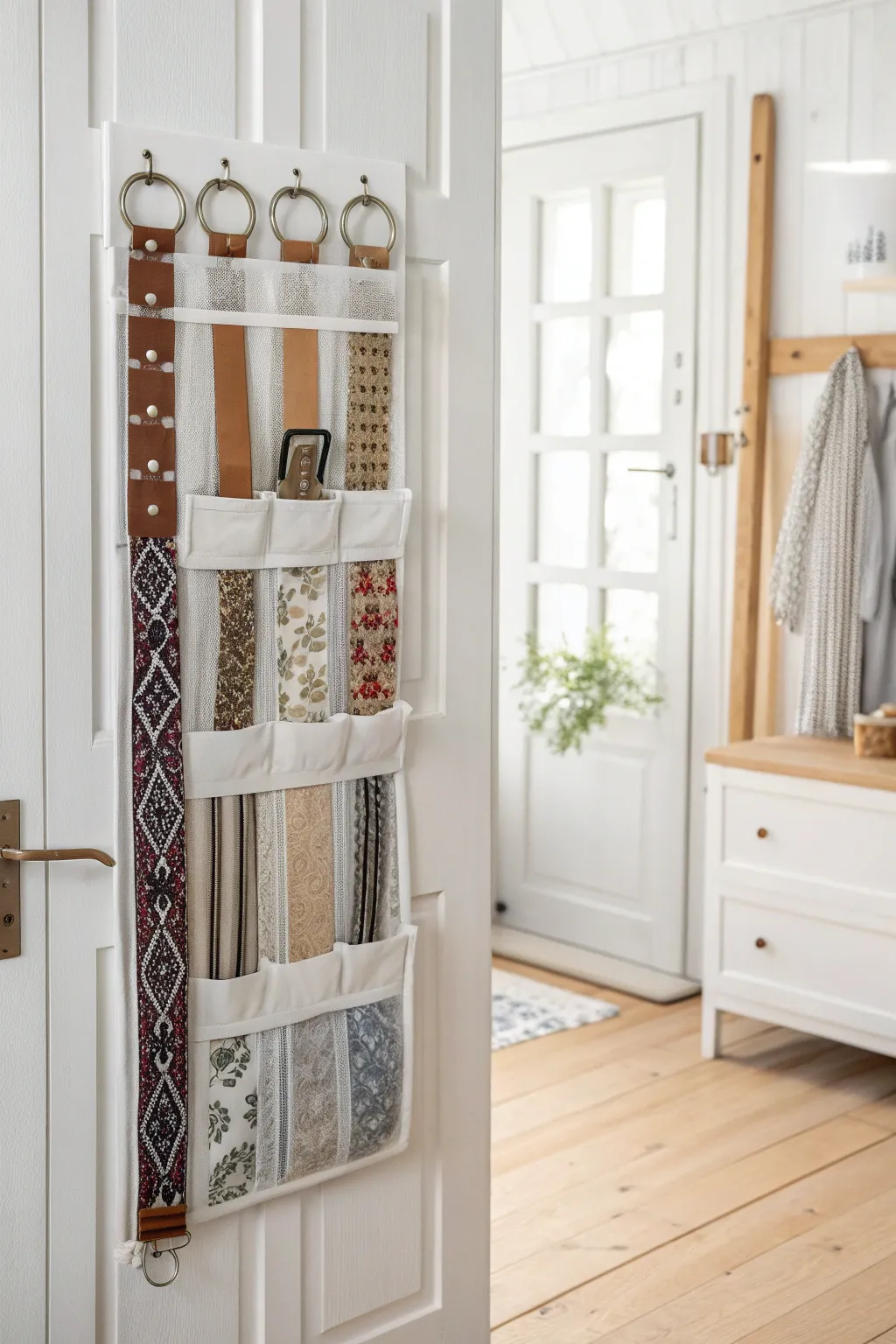 Elevate your space with this chic over-the-door belt organizer — a perfect blend of Scandinavian simplicity and boho charm.