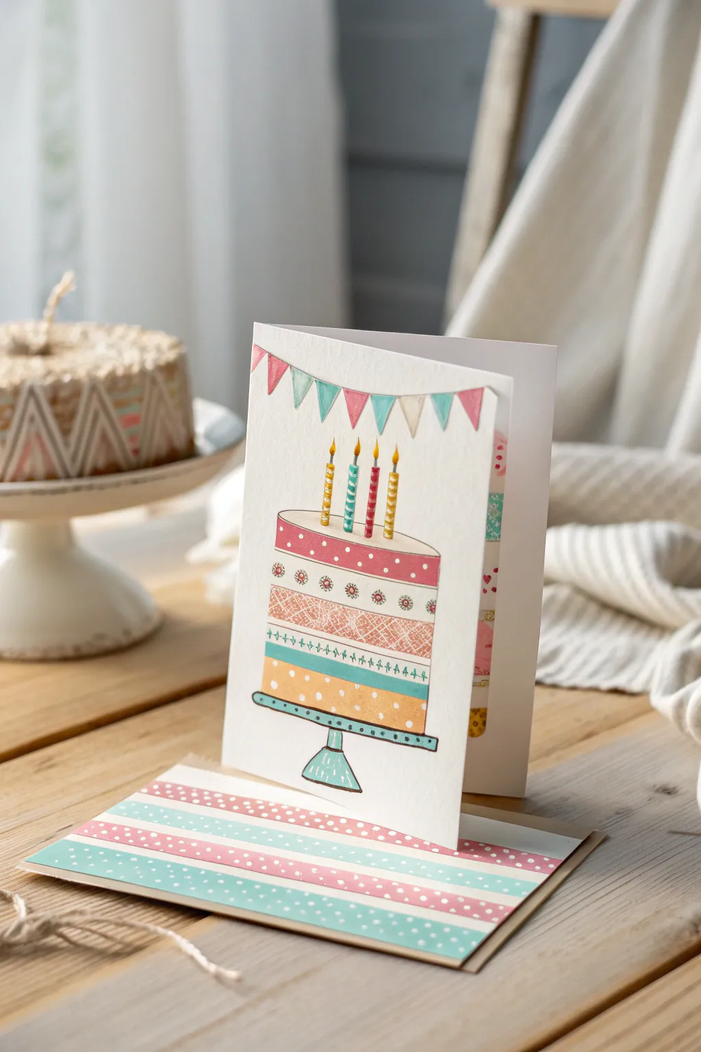 Celebrate with Style: Craft your own colorful washi tape birthday cake card!
