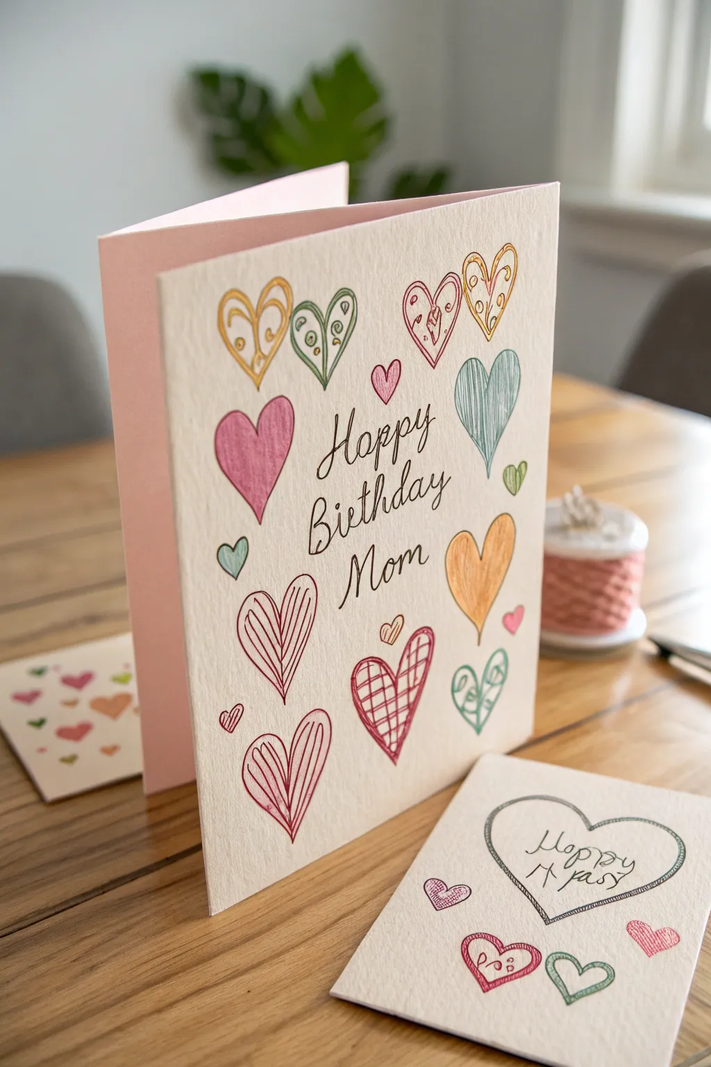 Express your love with charming hand-drawn hearts—perfect for a heartfelt birthday card for mom.