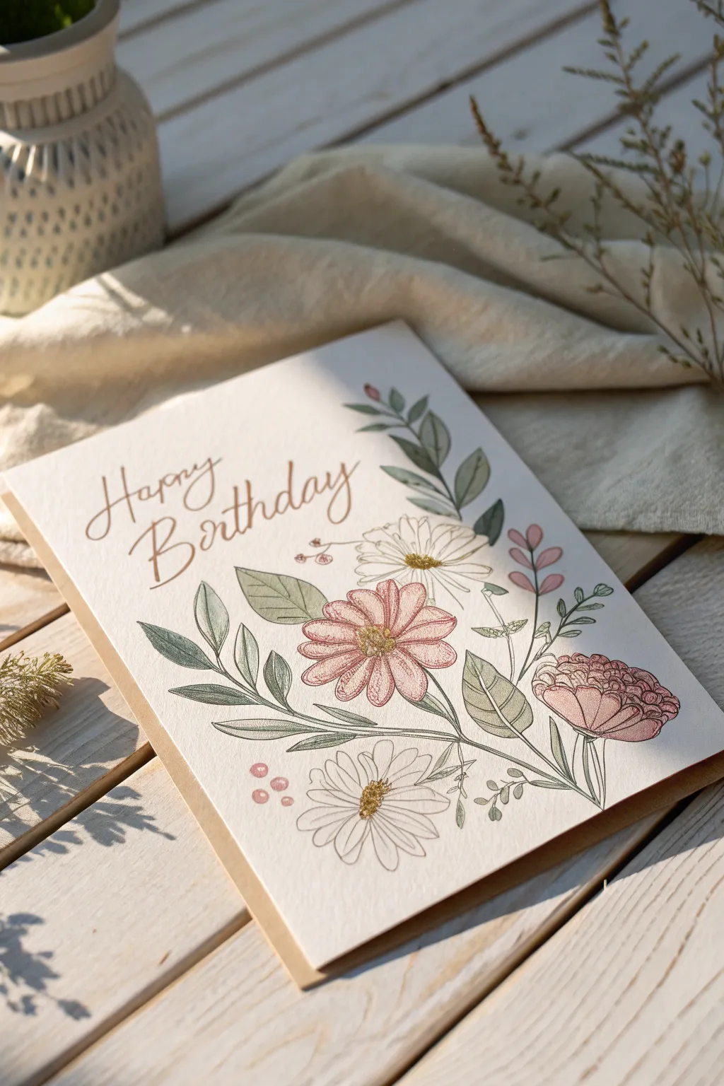 Celebrate your sister's special day with a floral fantasy card, where elegance meets craftsmanship.