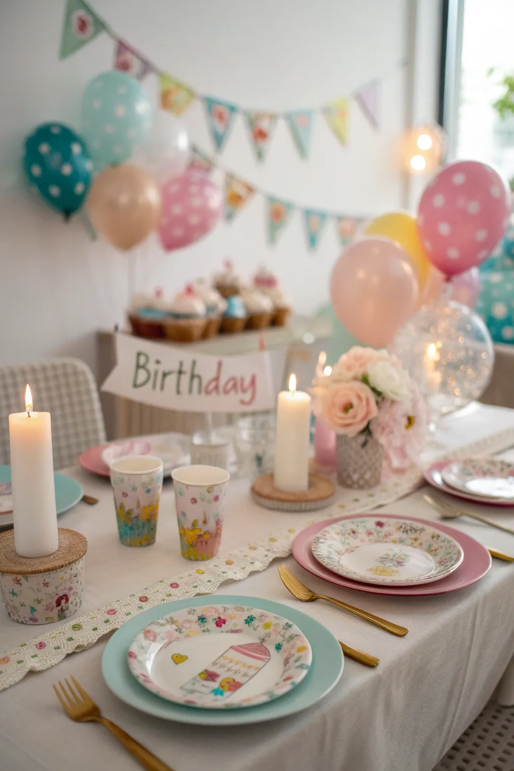 Themed tableware setting for a cohesive party look.