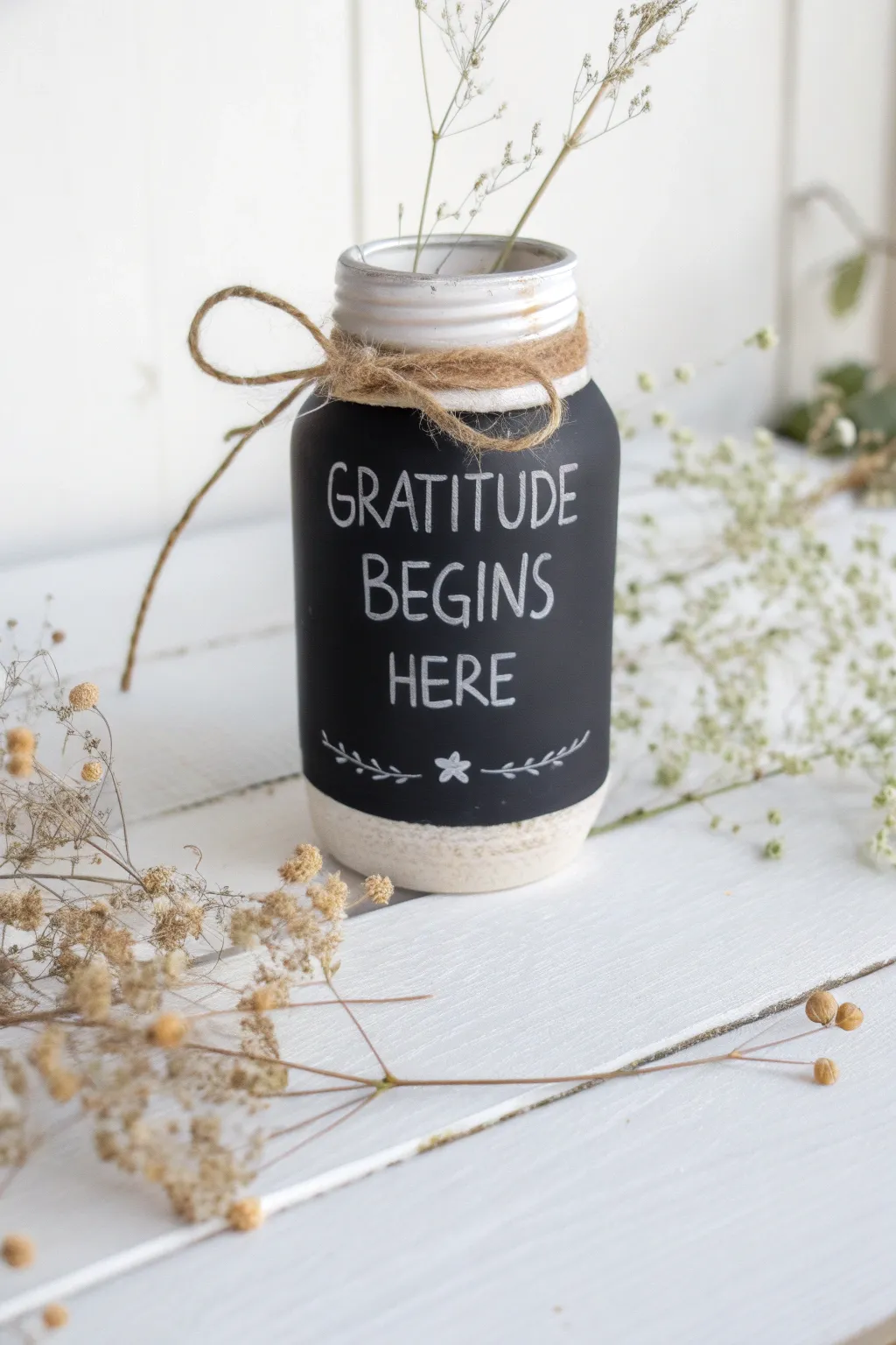 Transform your blessings into art with a charming chalkboard jar – write, reflect, and cherish every moment.