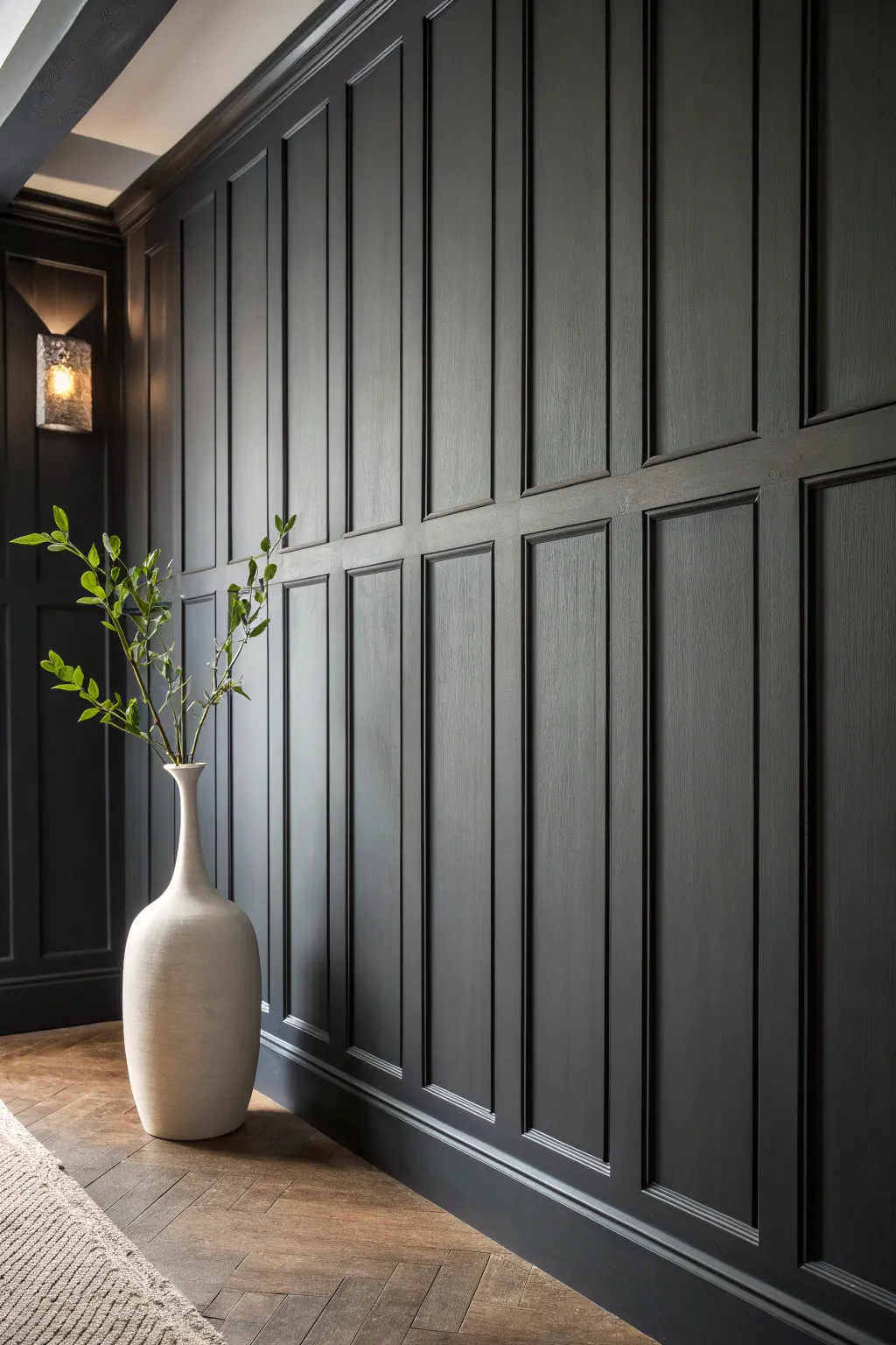 Embrace the elegance of moody dark gray for a sophisticated and dramatic living space.