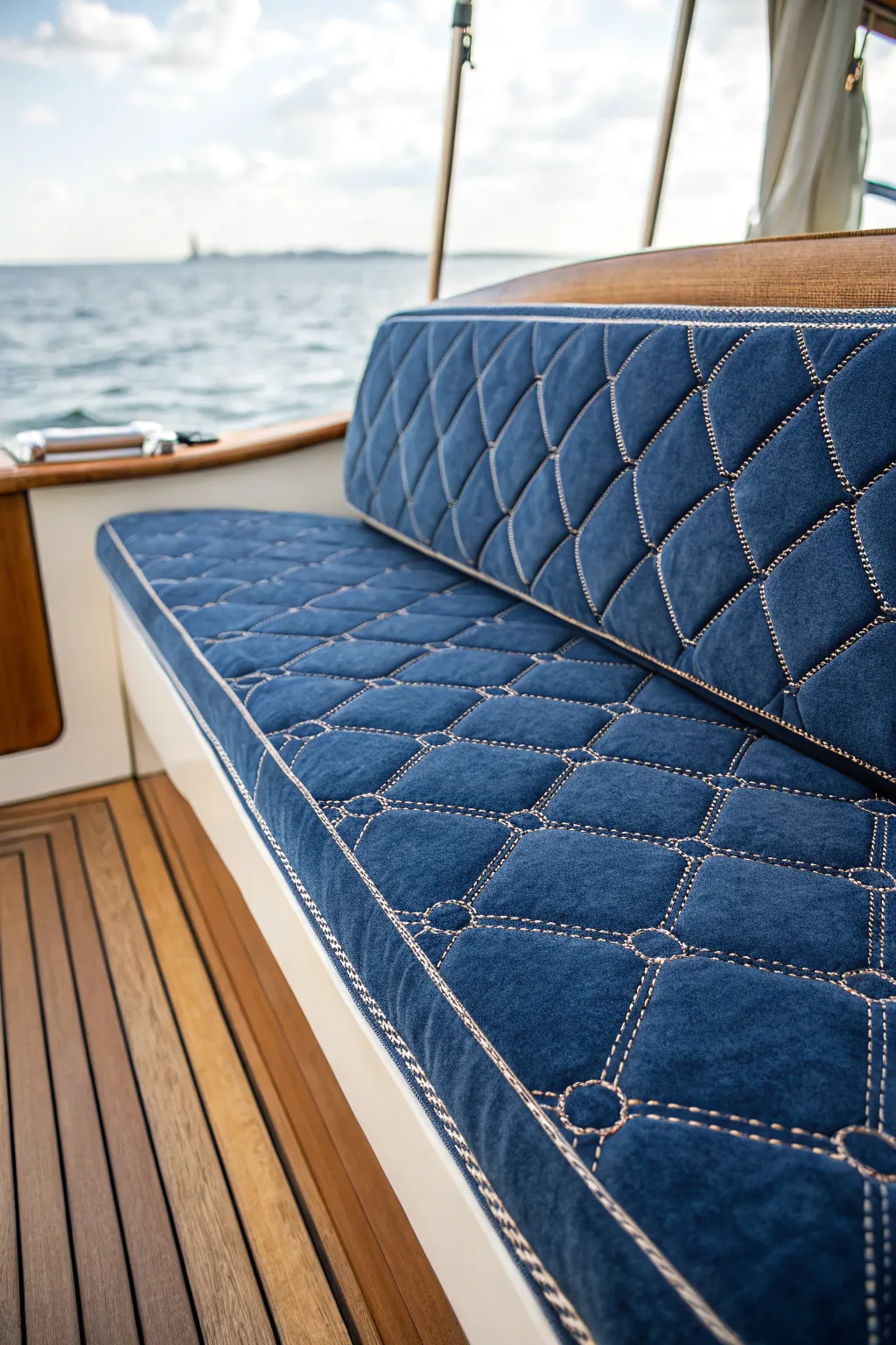 Experience unparalleled comfort with our exquisitely crafted plush bench seating, perfect for unwinding at sea.