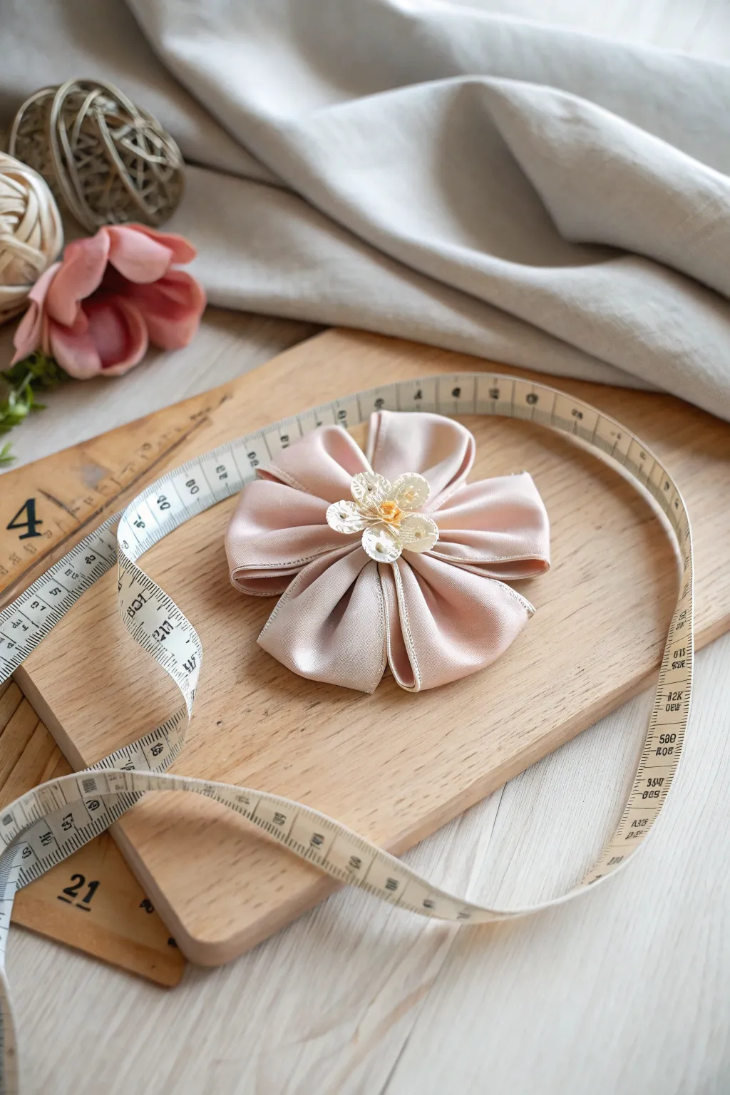 Crafted Elegance: Discover the art of creating beautiful fabric flower bows.
