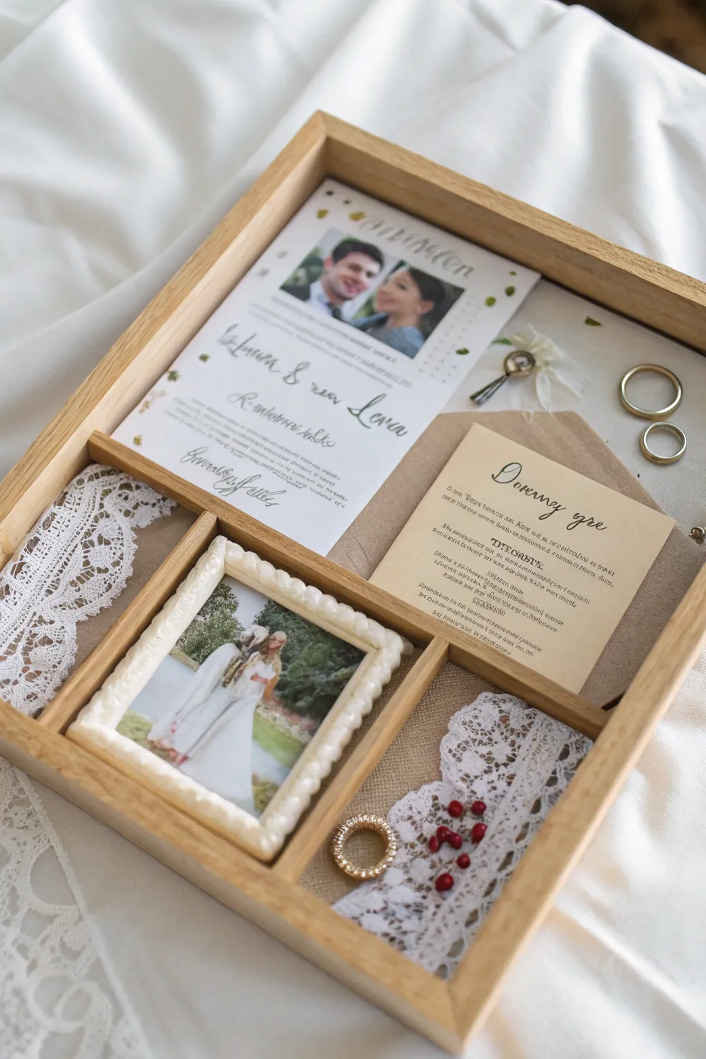 Preserve your wedding memories with a beautifully themed box frame.