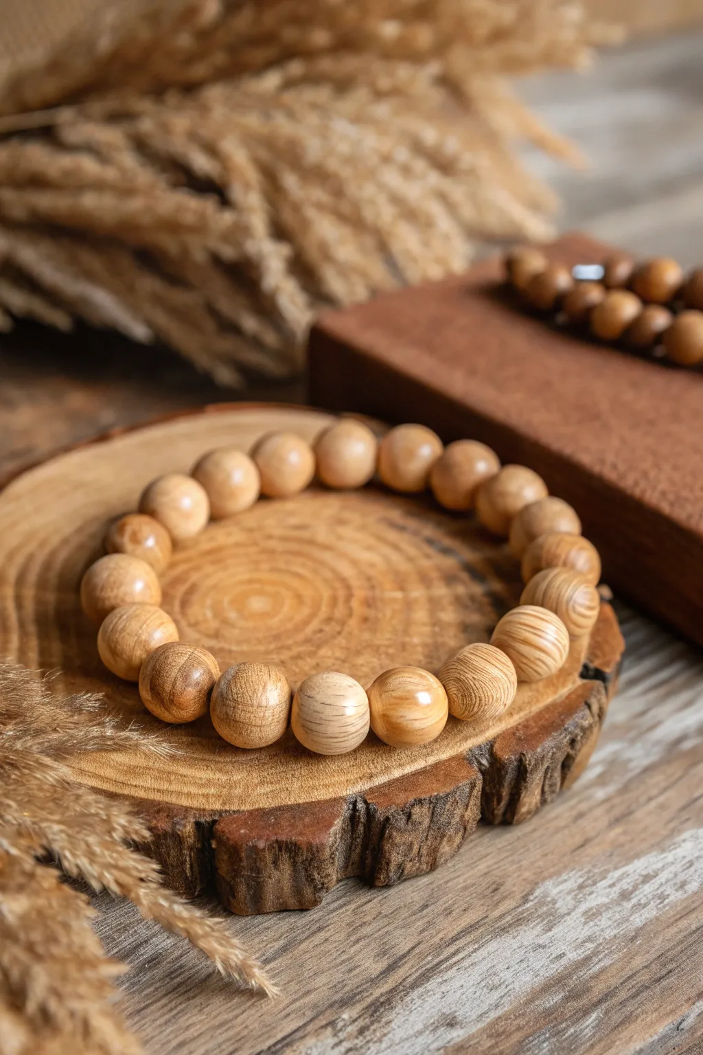 Embrace nature with this handcrafted wooden bead bracelet, perfect for the discerning man who values simplicity and craftsmanship.