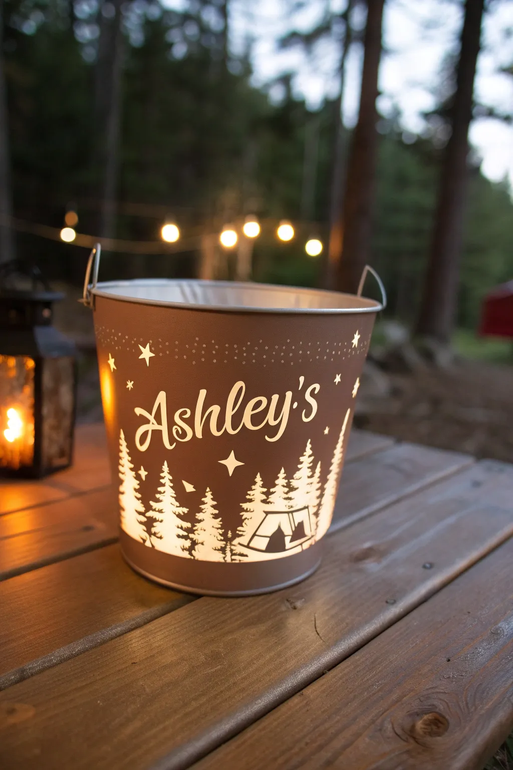 Illuminate your campsite with a personalized bucket light that feels like home.