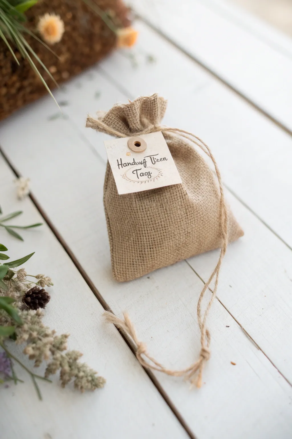 Elevate your gift-giving with a touch of rustic elegance: personalized burlap bags for a charming, minimalist surprise.