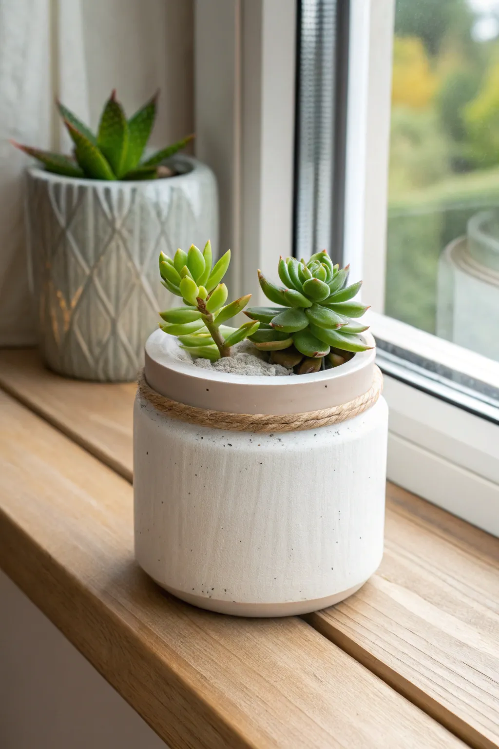 Transform your space with the natural charm of succulent gardens in elegant candle jars. #ScandiBoho #UpcycledBeauty