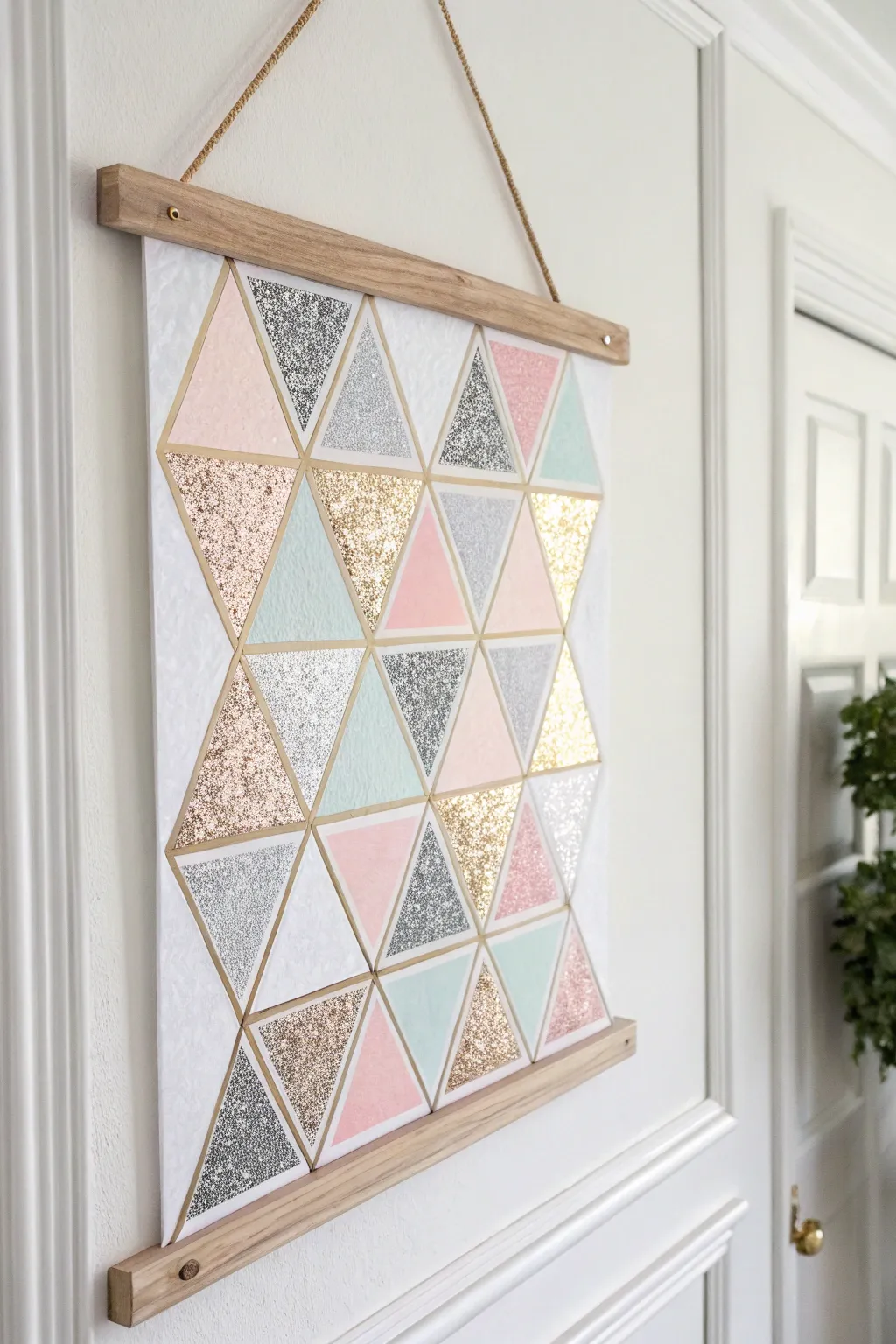 Elevate your space with geometric glitter magic - where simplicity meets shimmering elegance.