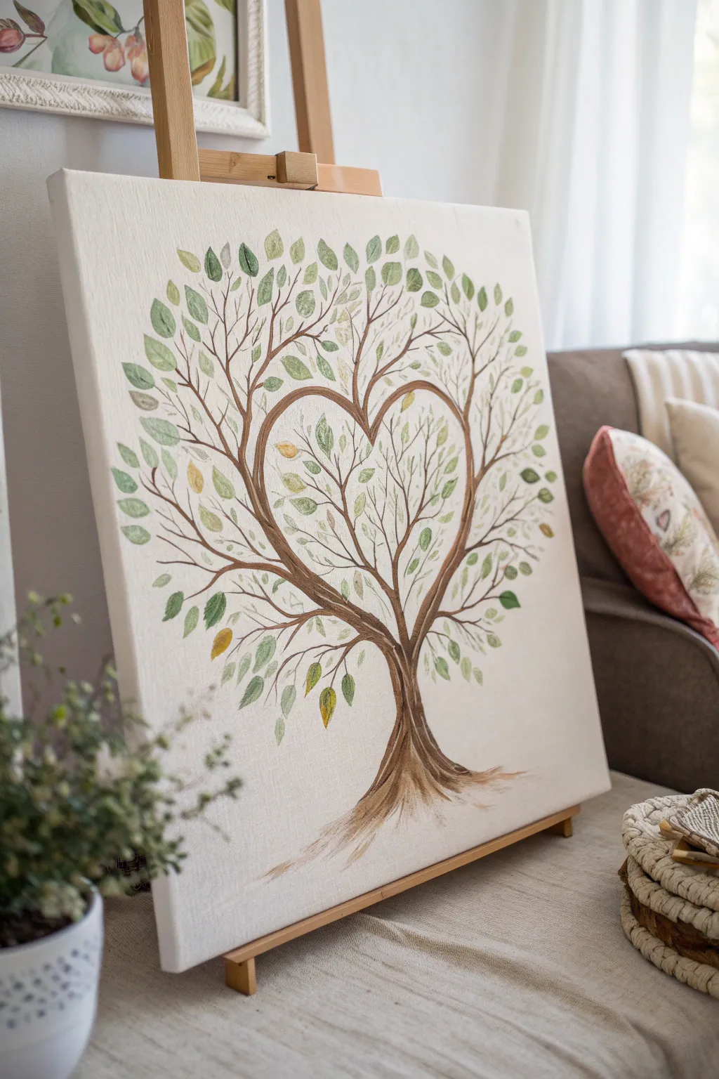Embrace the simplicity of nature with this heart-shaped Love Tree painting, a perfect blend of minimalism and romance.