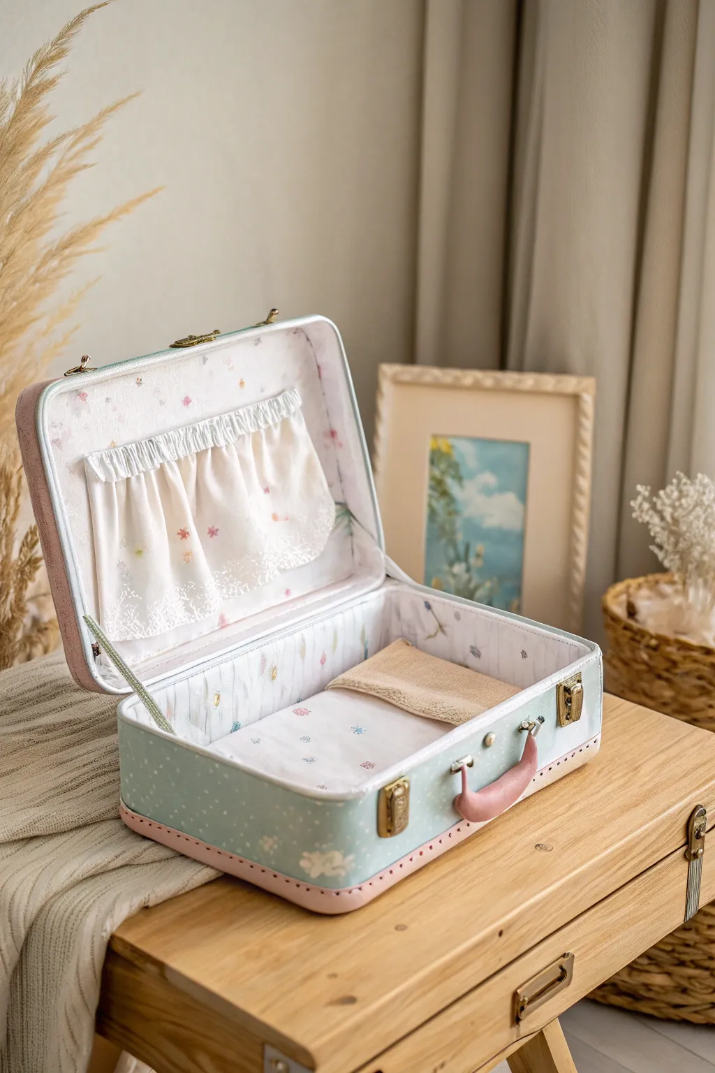 Transform a flea market find into a charming card box for your baby shower with a touch of vintage elegance.