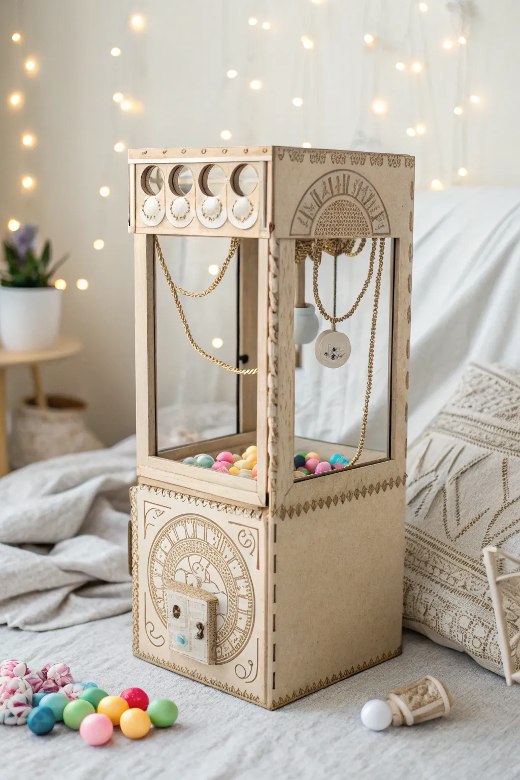 Unlock the charm of simplicity with this DIY cardboard claw machine, where Scandinavian minimalism meets playful creativity.