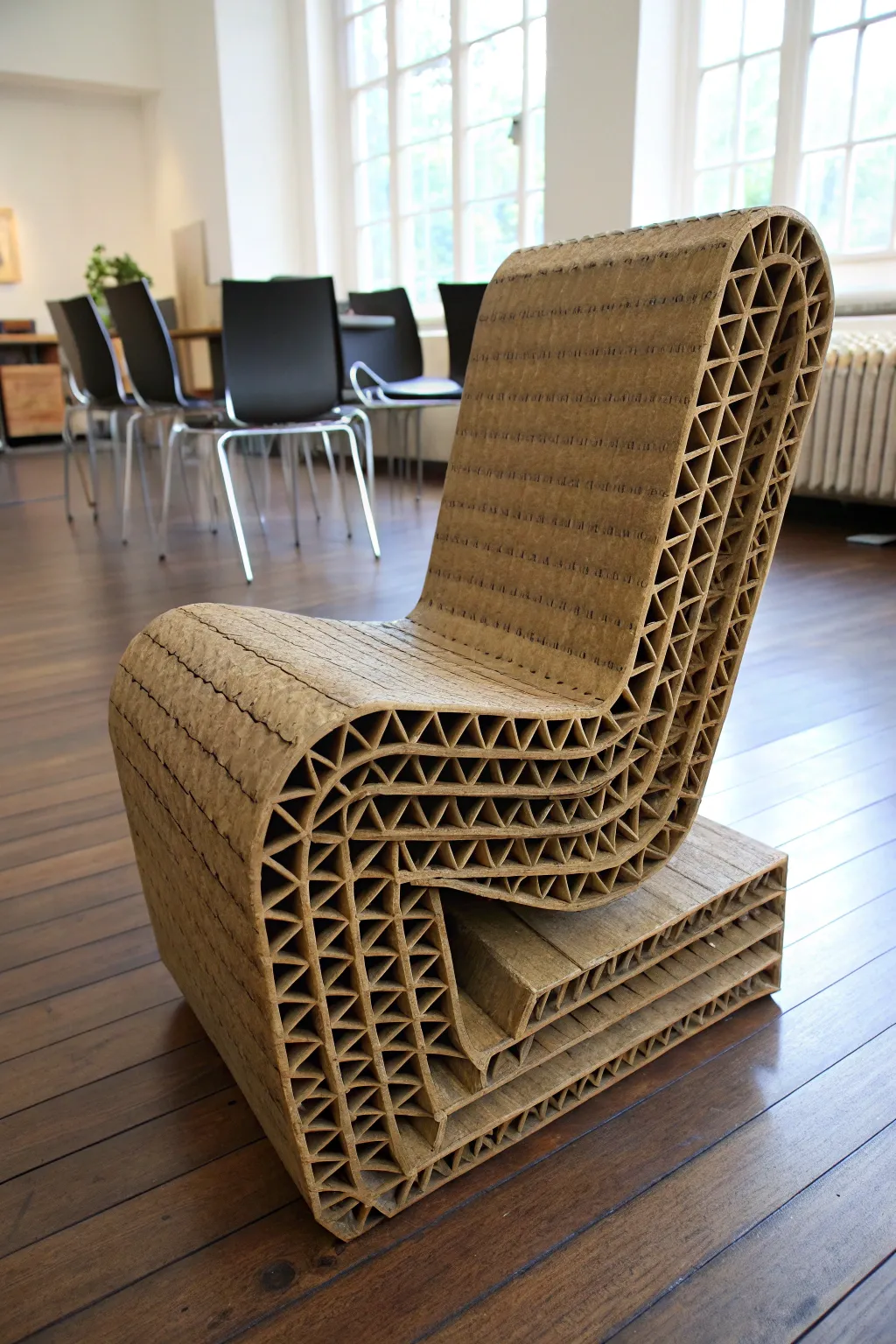 Innovative design meets functionality: Discover the art of stackable cardboard chairs for compact living.