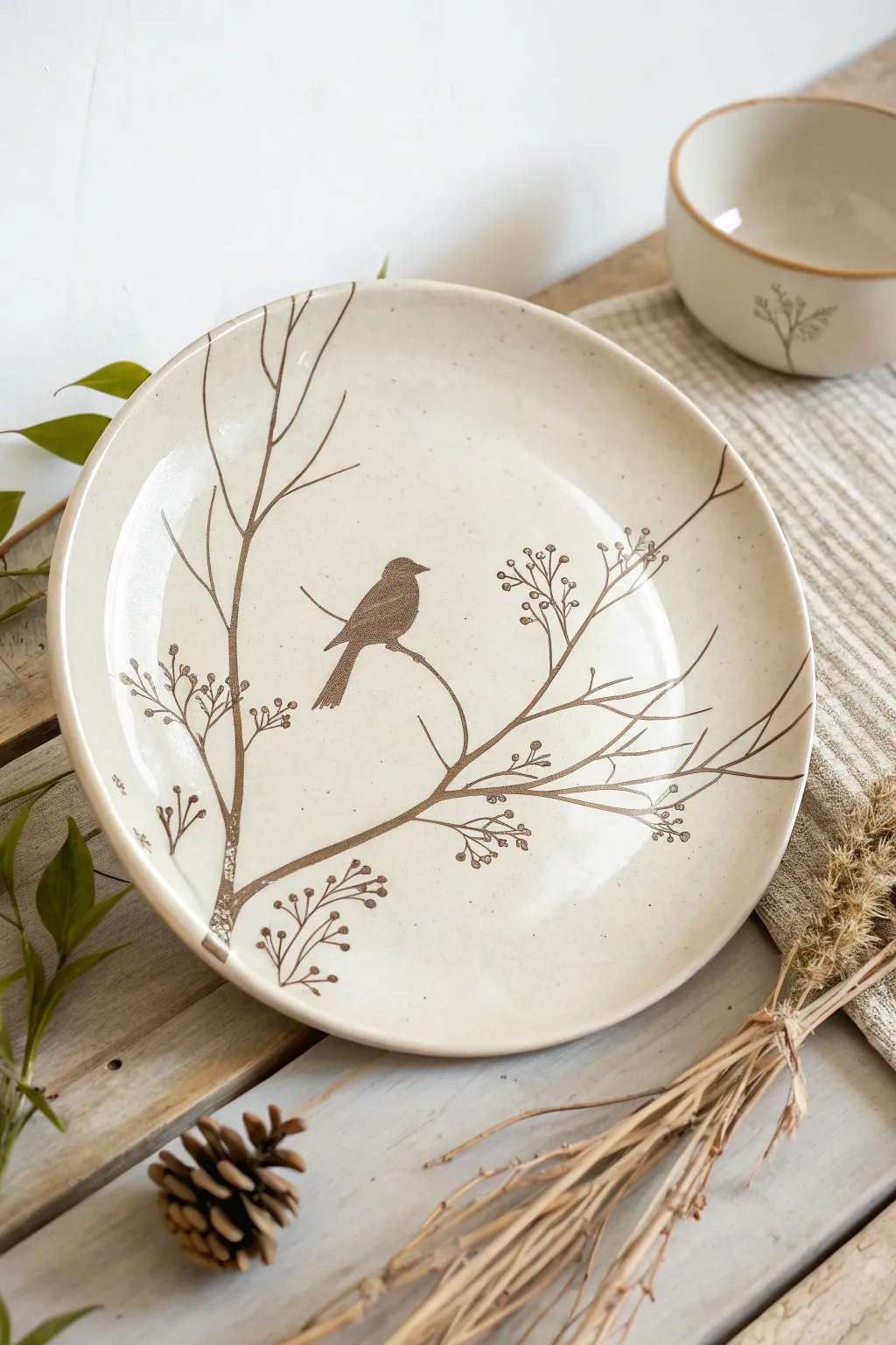 Embrace the charm of simplicity with this hand-painted bird silhouette, adding a whimsical touch to your table setting.