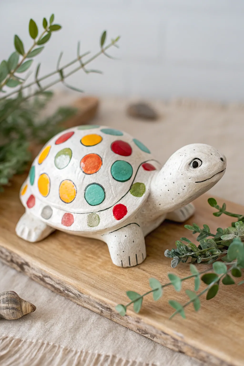 Add a splash of joy to your space with playful polka dots on a ceramic turtle!