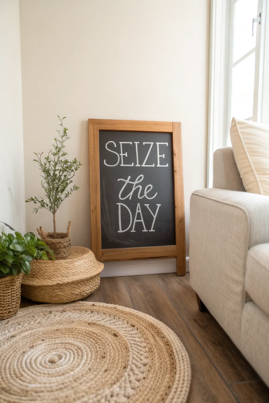 Elevate your space with a touch of inspiration: 'Seize the Day' in style.