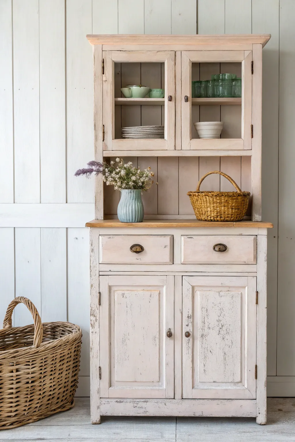 Breathe new life into your cabinets with the timeless charm of a distressed chalk paint finish.
