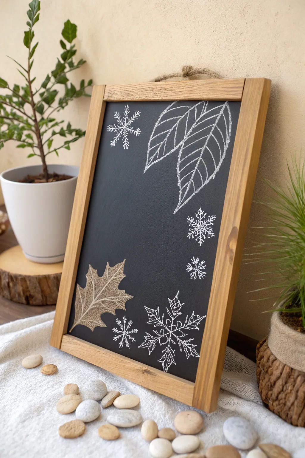 Transform your space with seasonal chalk art magic! 🍂❄️ #ScandiBoho #SeasonalDecor