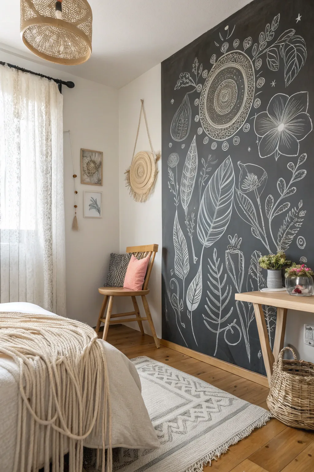 Transform your space into a personalized art gallery—unleash your creativity on a chic chalkboard wall!
