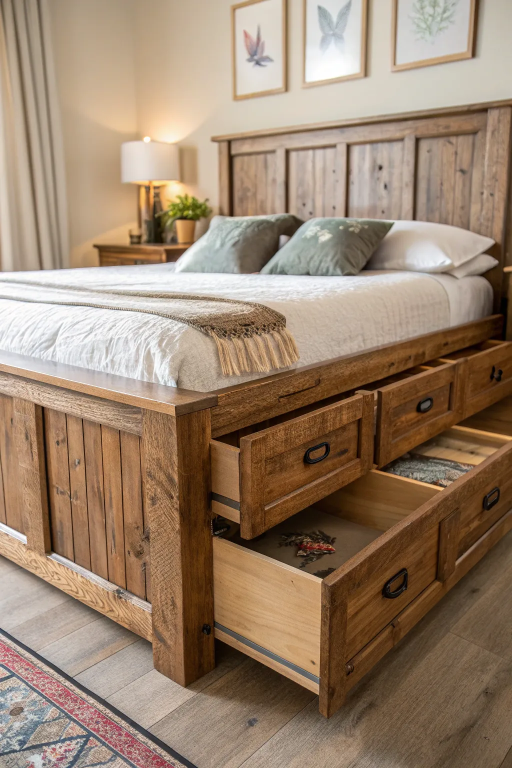 Elevate your bedroom with a handcrafted storage bed frame that combines style and functionality.