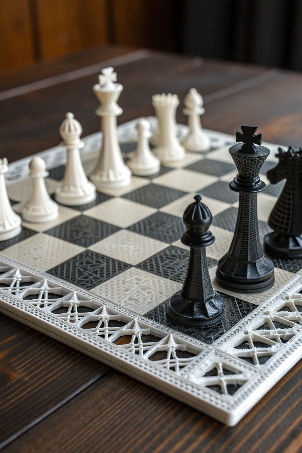 Experience the future of chess with this stunning 3D printed board, where technology meets craftsmanship.