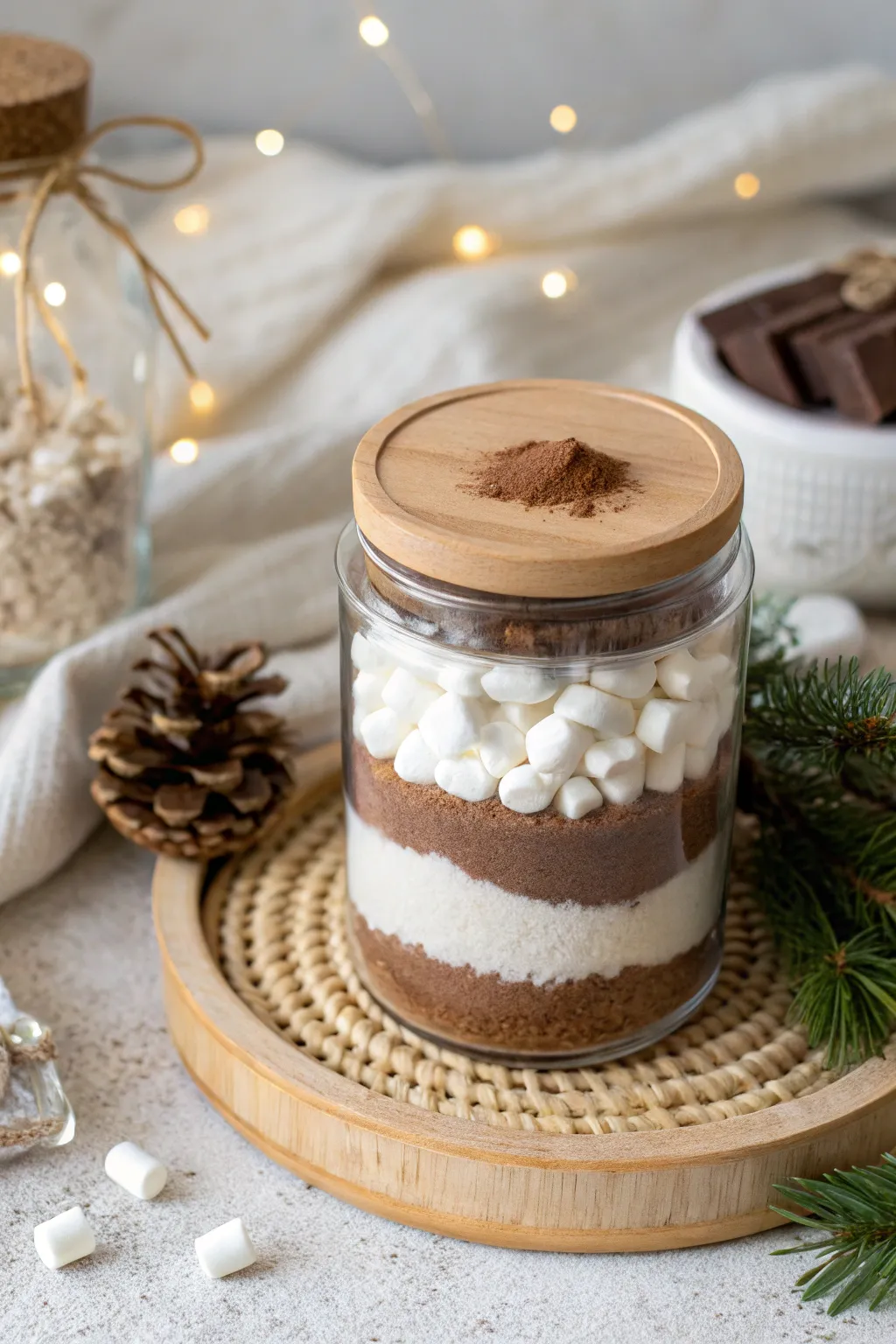 Warm hearts this Christmas Eve with a touch of minimalist elegance: handcrafted hot cocoa mix with mini marshmallows.