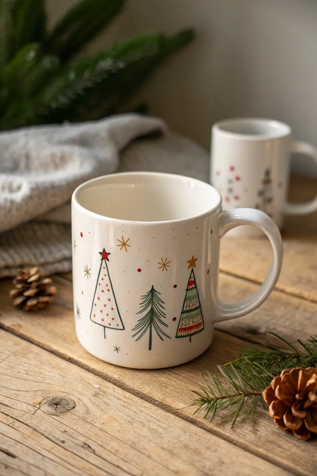 Sip the holiday spirit with this charmingly painted Christmas tree mug!
