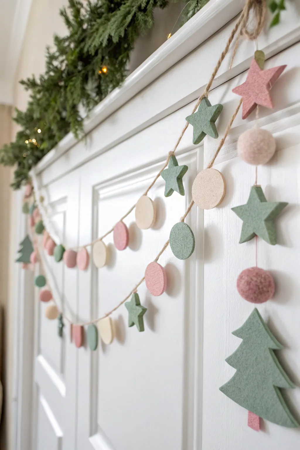 Add a touch of minimalist magic to your holiday decor with a handcrafted felt garland.