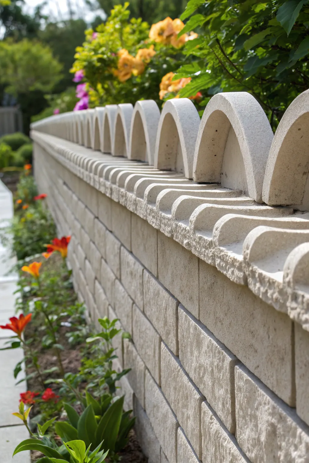 Elevate your garden wall with the artistry of curved cinder block caps.