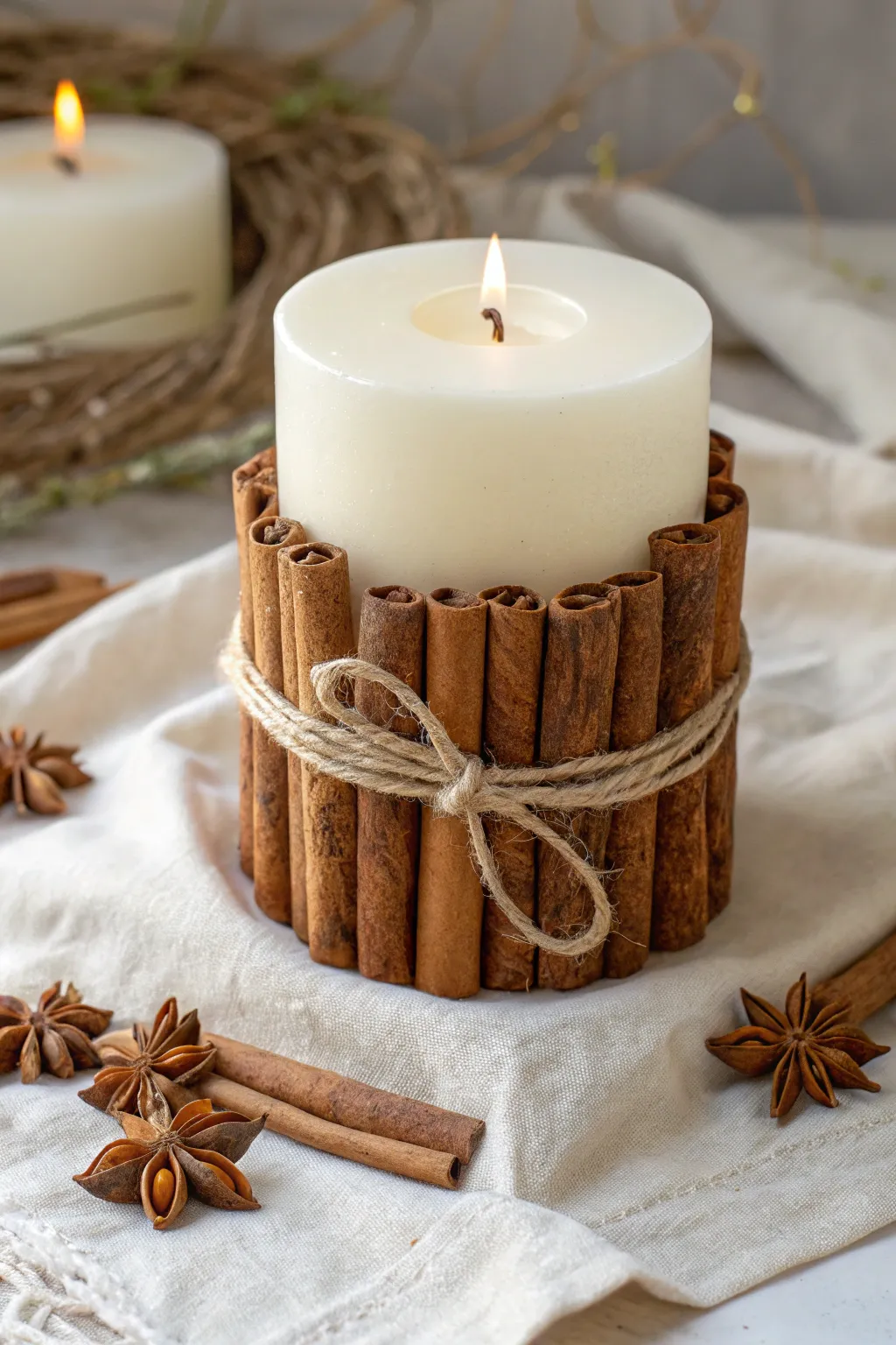Embrace cozy vibes with this charming cinnamon stick candle holder, perfect for adding warmth to any space.
